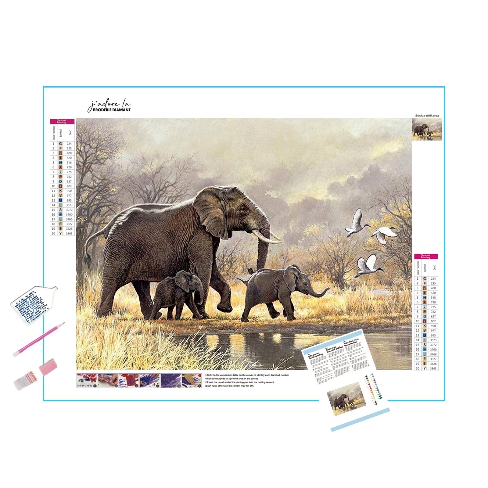 Diamond Painting - Bewegende Elefantenfamilie