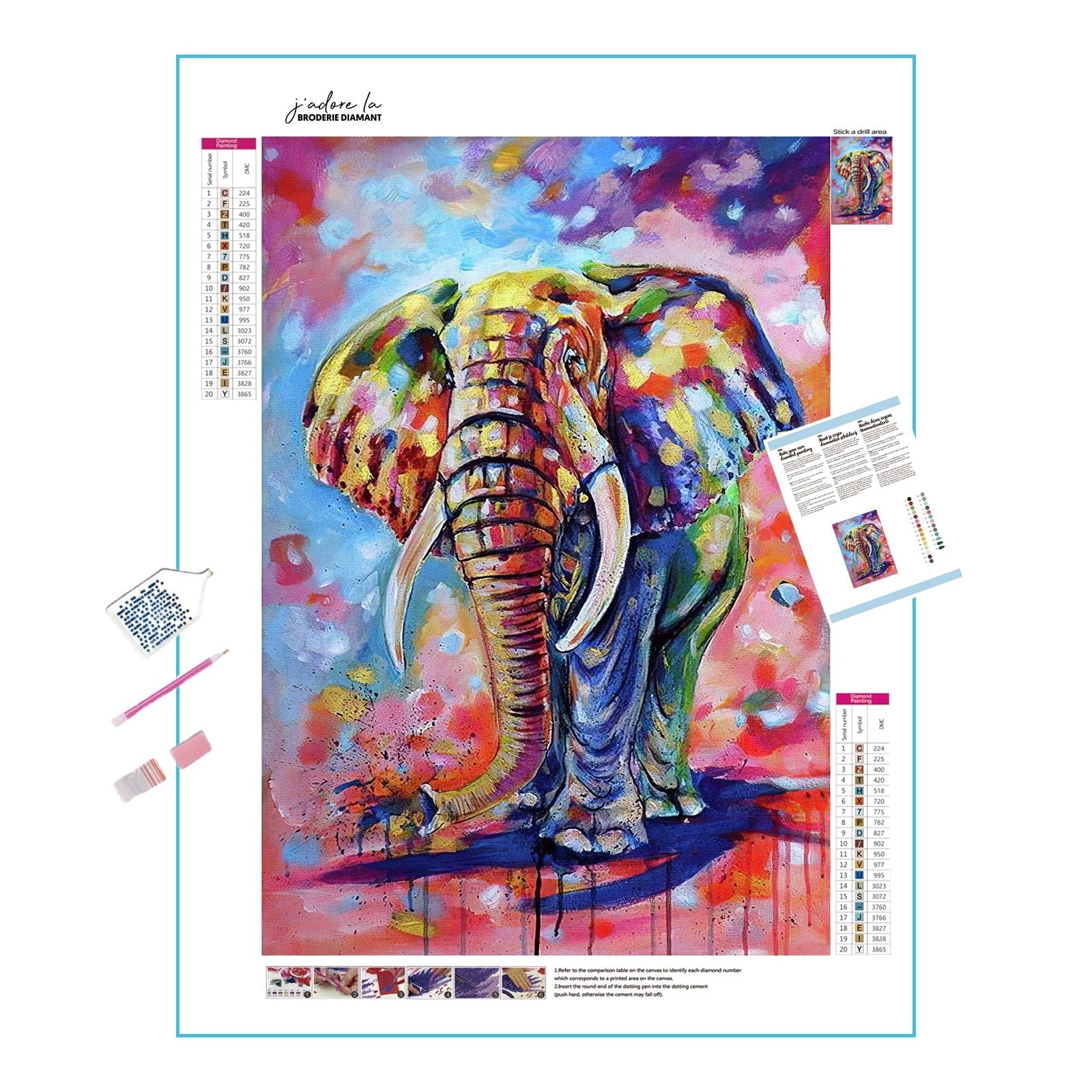 Diamond Painting - Bunter Elefant