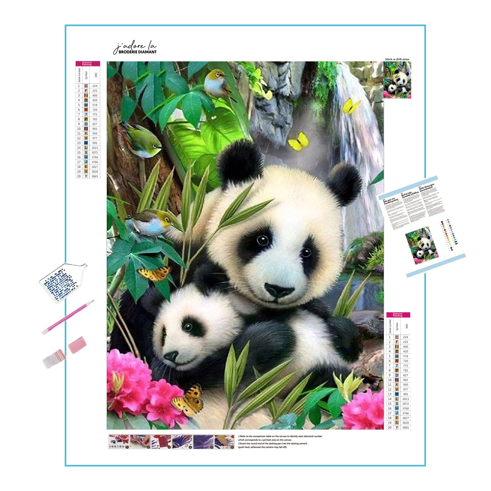 Diamond Painting - Familie von Panda