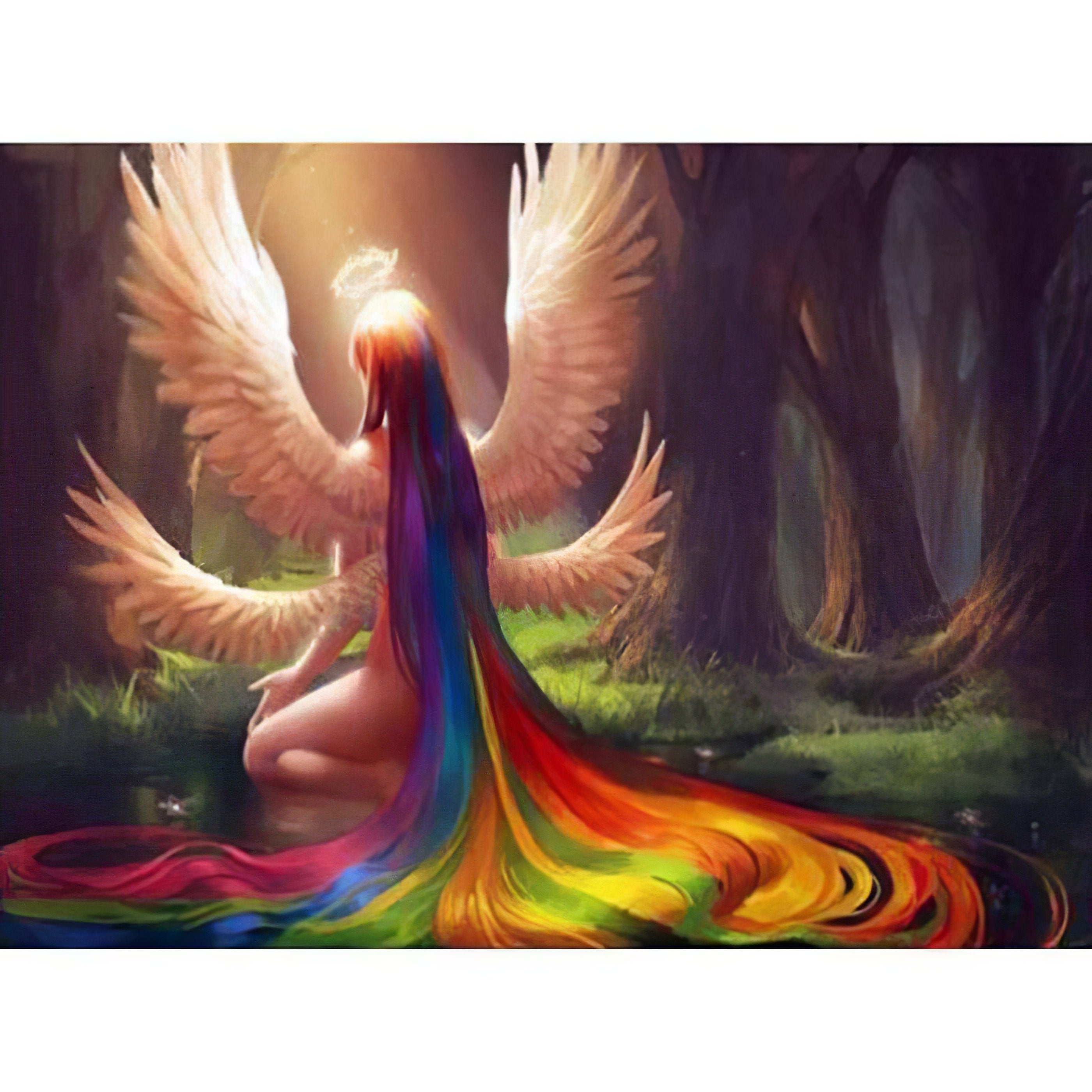 Diamond Painting - Engel mit Regenbogen