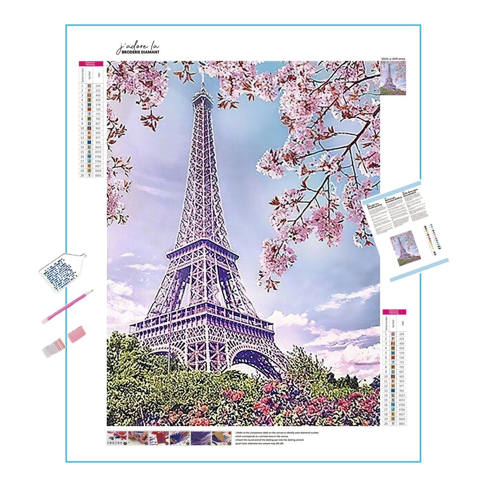Diamond Painting - Kirschbaum unter dem Eiffelturm