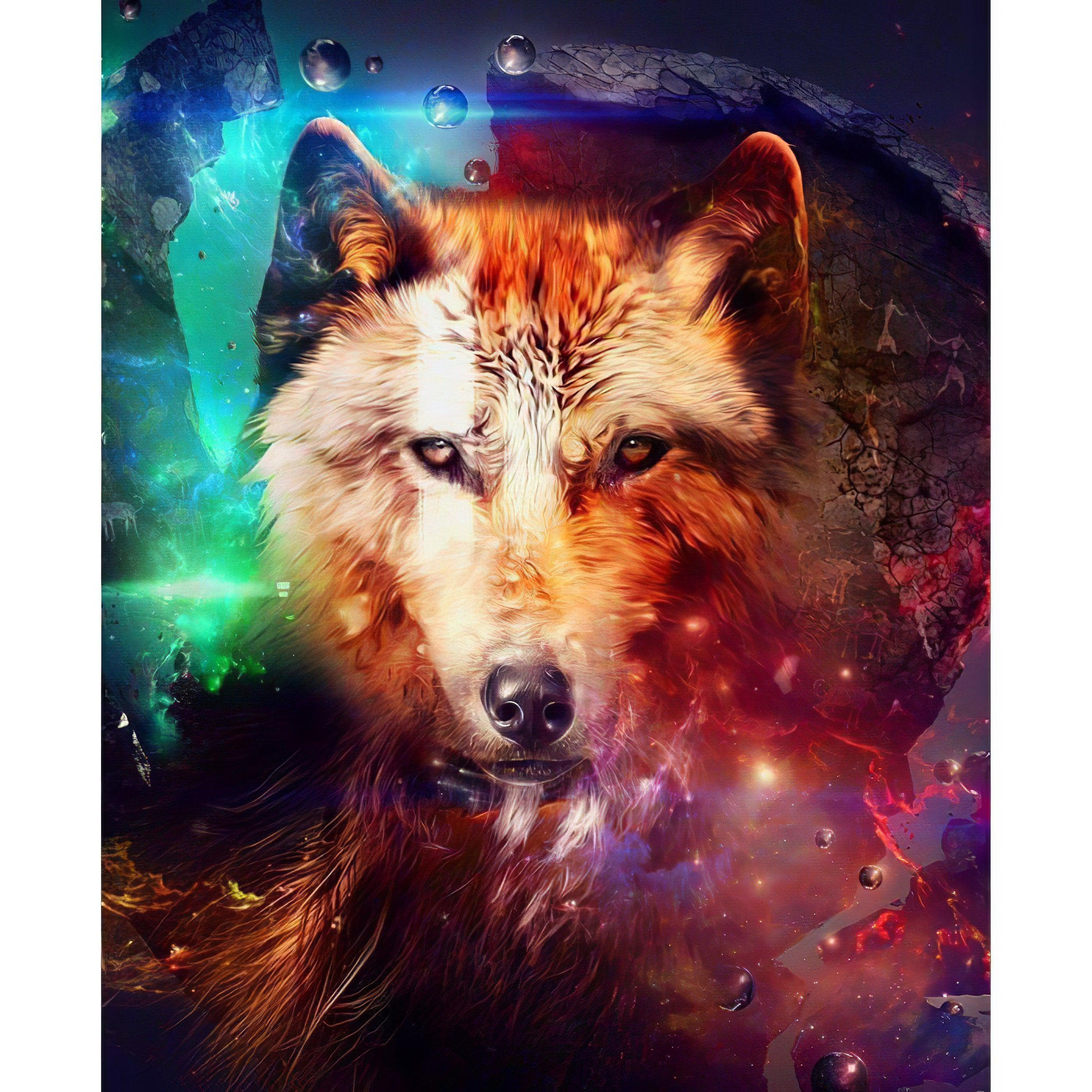 Diamond Painting - Bunter Wolf