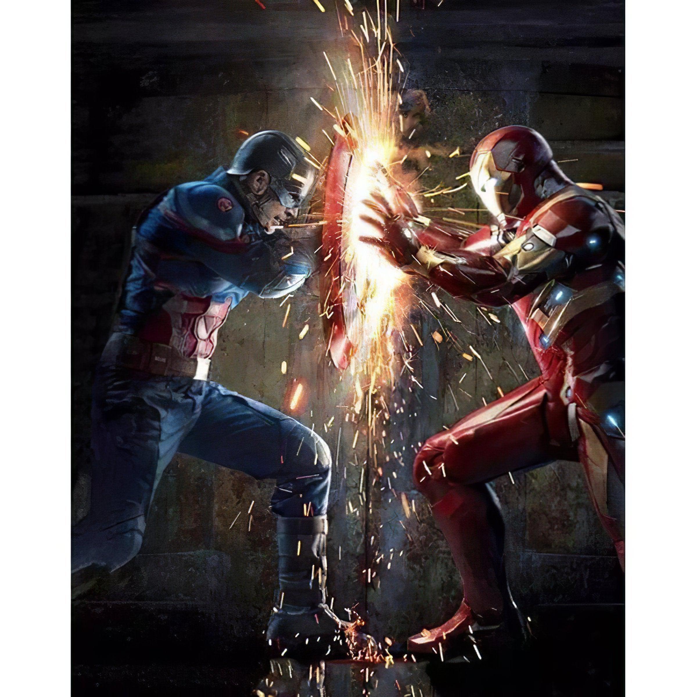 Diamond Painting - Marvel Captain America gegen Iron Man