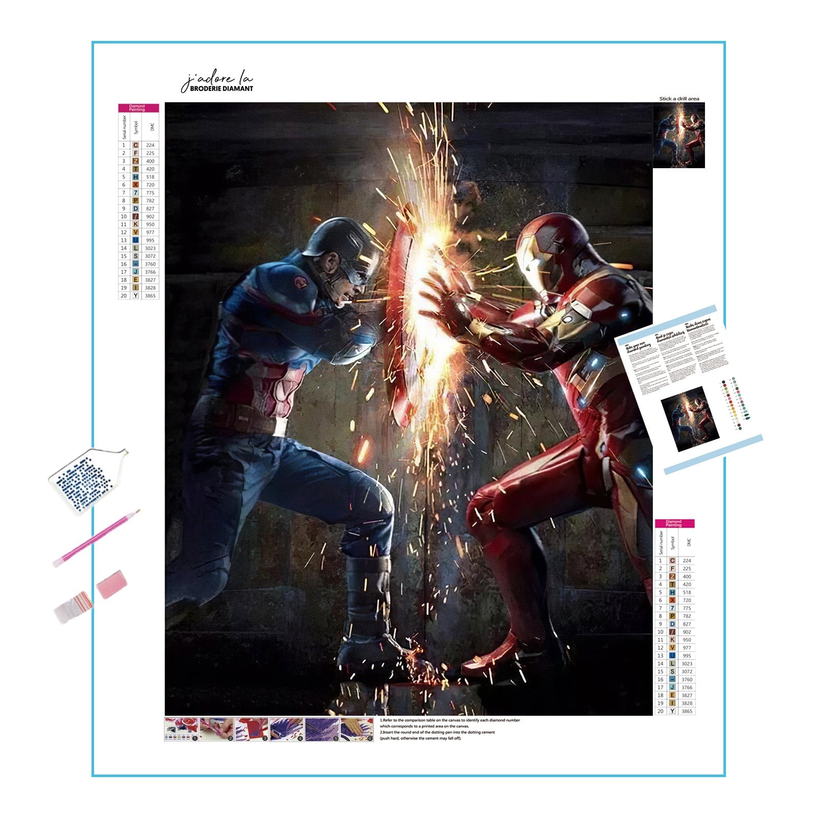 Diamond Painting - Marvel Captain America gegen Iron Man