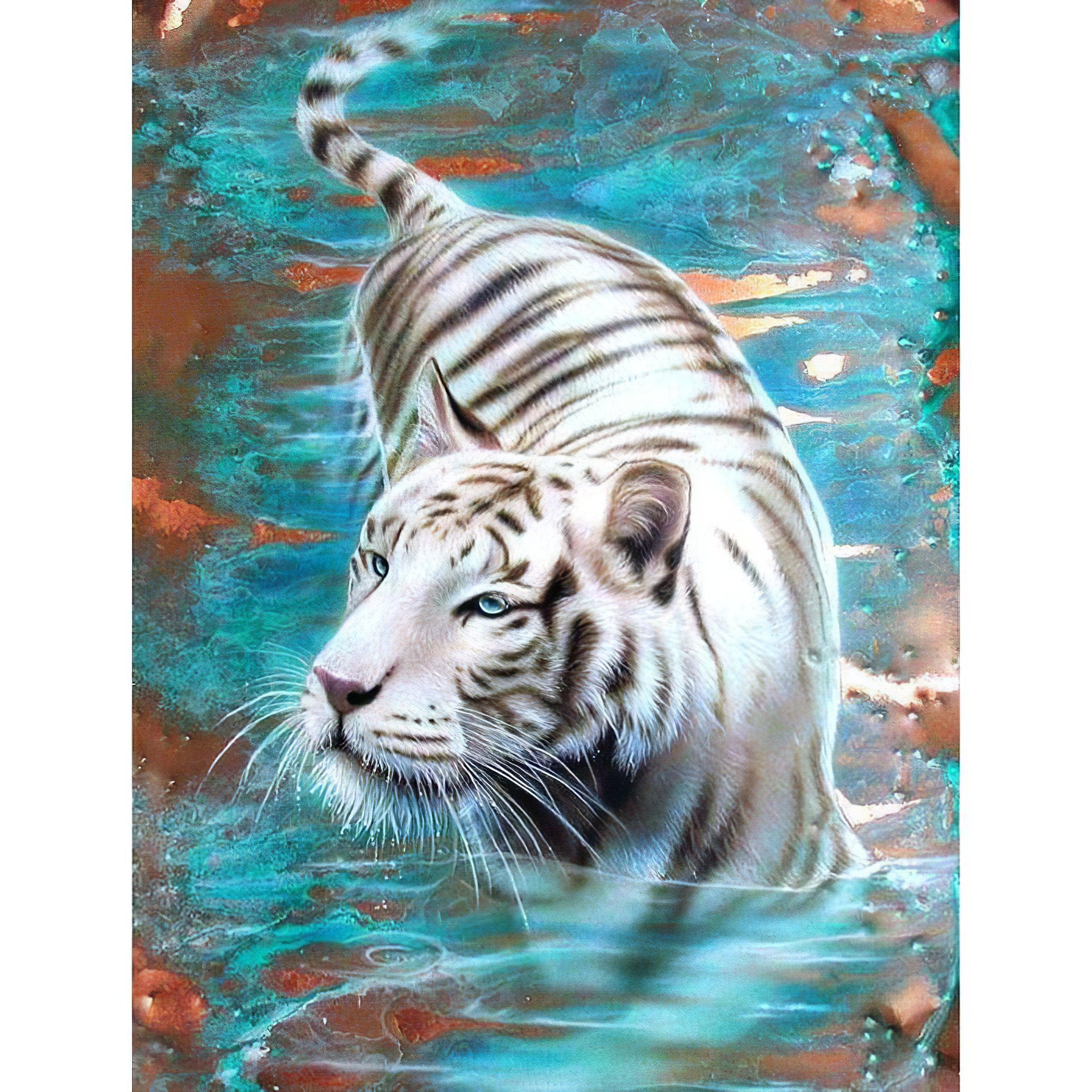Diamond Painting - Tiger im Wasser