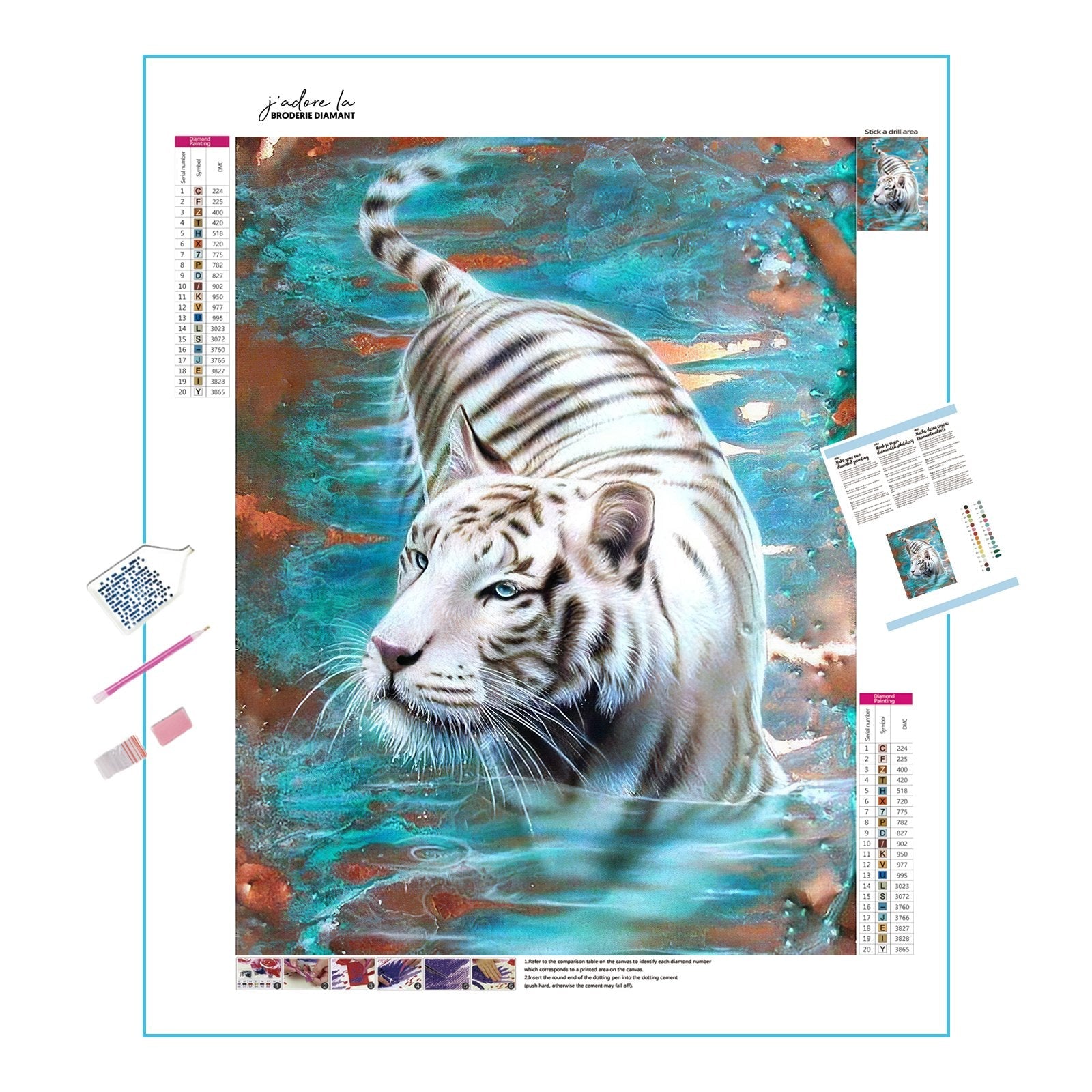 Diamond Painting - Tiger im Wasser