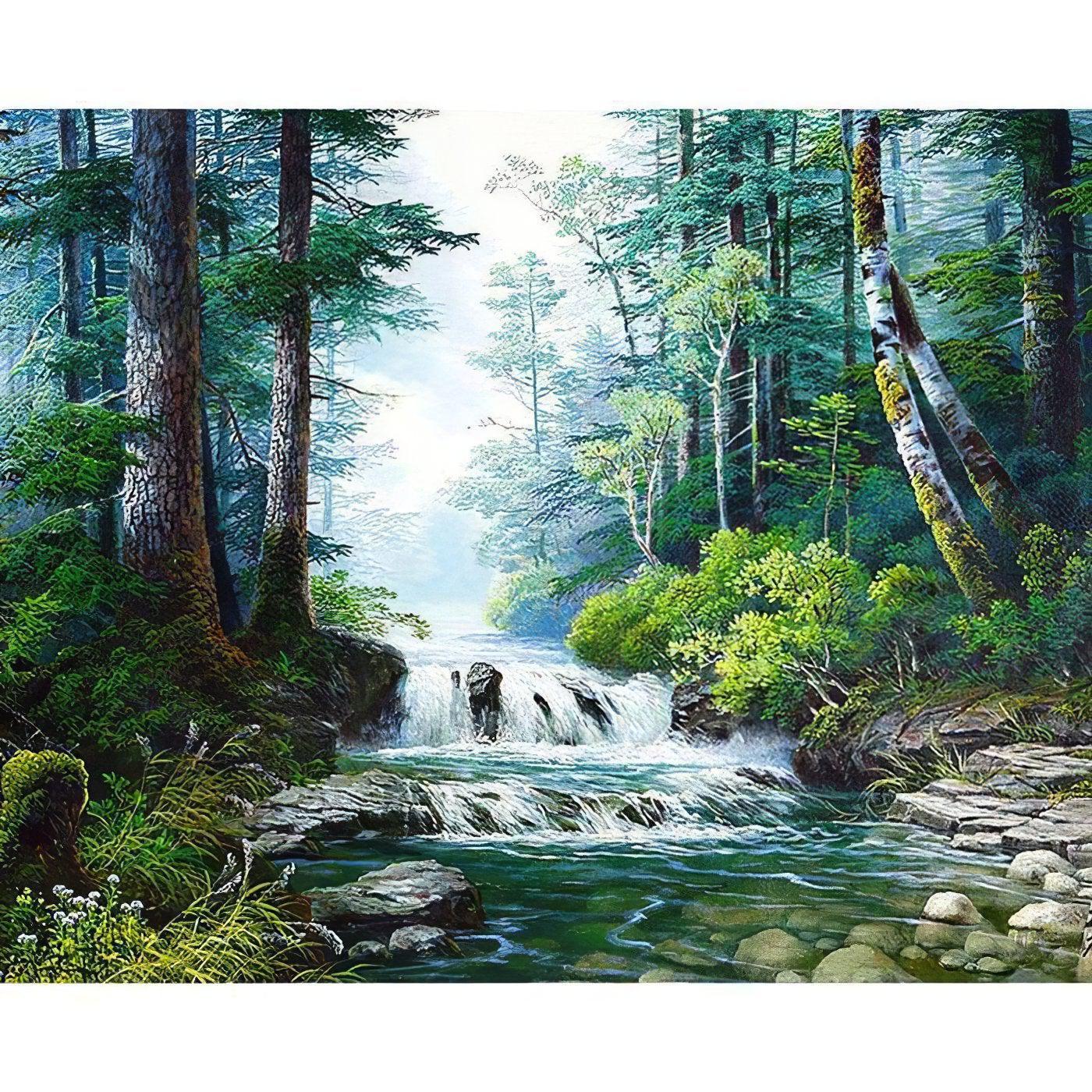 Diamond Painting - Wasserfall im Wald