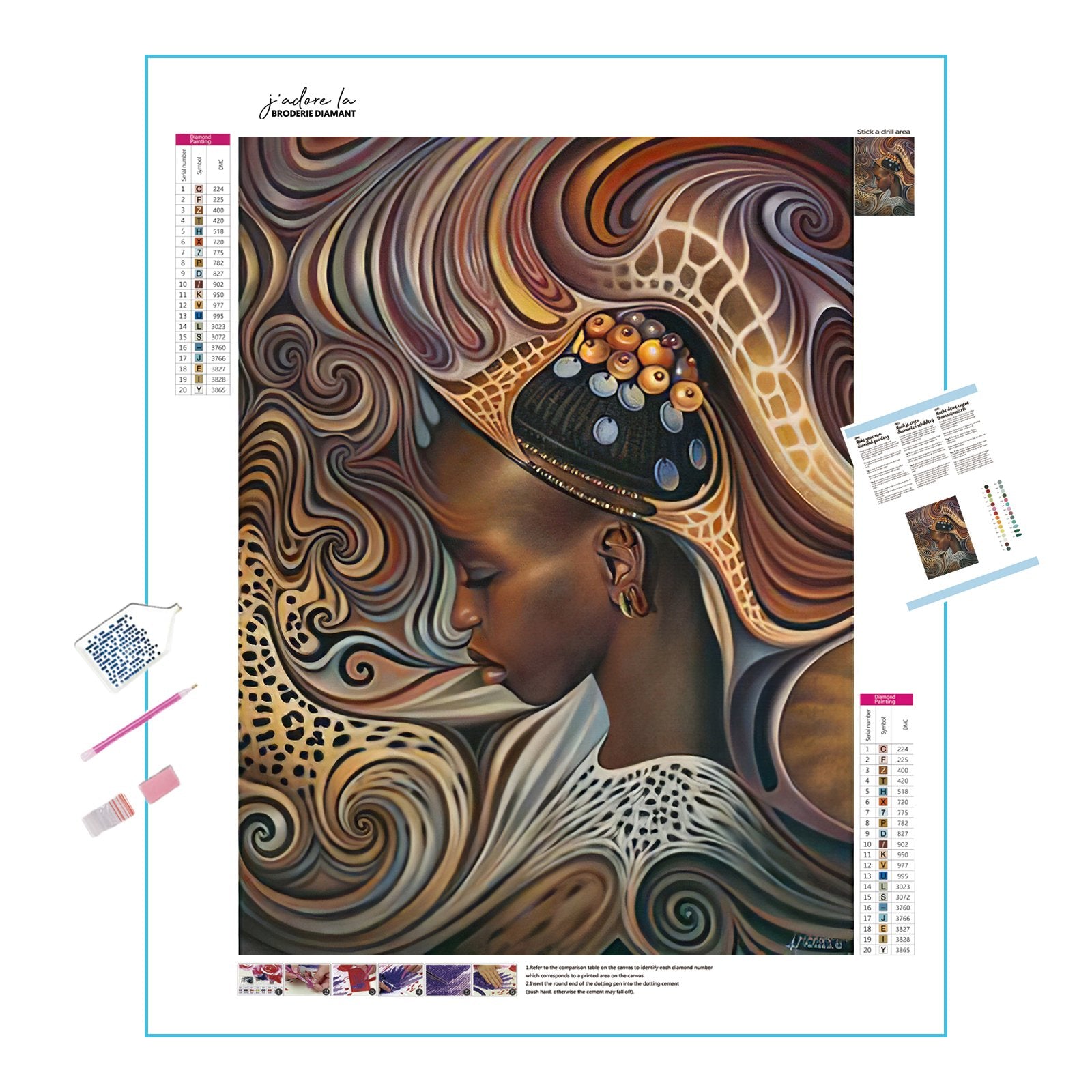Diamond Painting - Afrikanische Frau in Mosaik