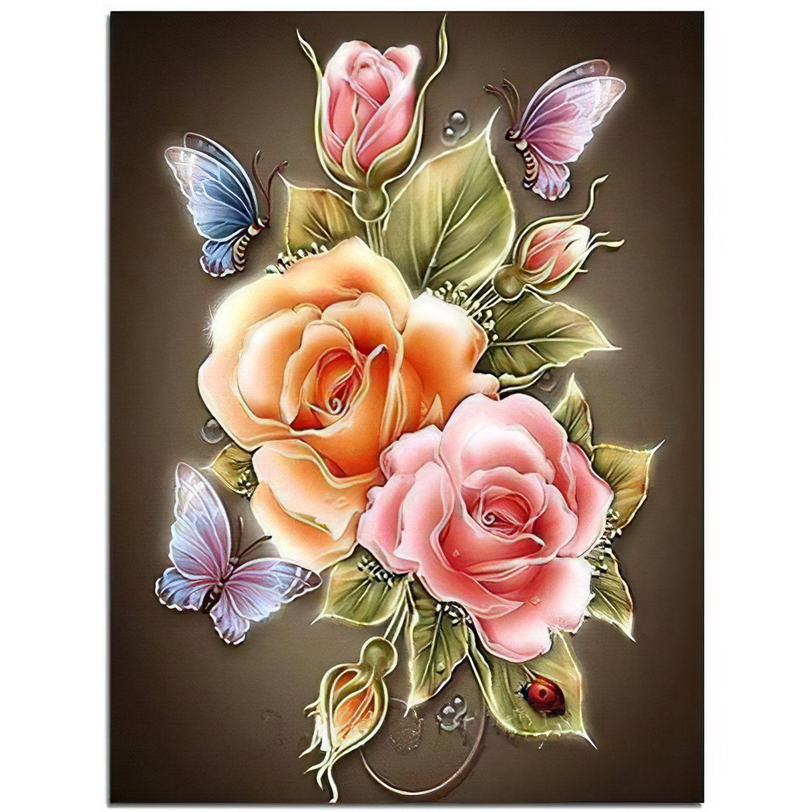 Diamond Painting - Blumen und Schmetterling