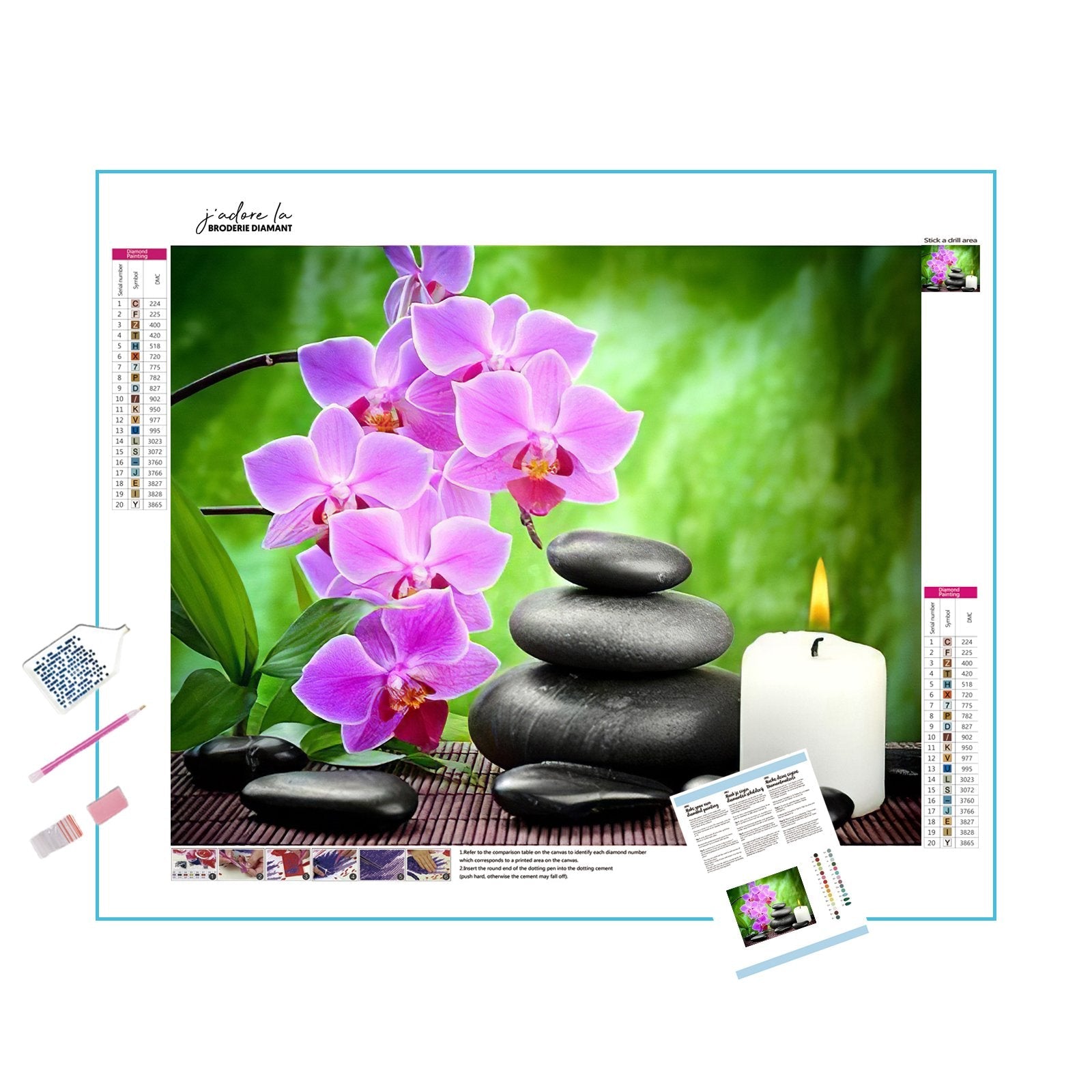 Diamond Painting - Orchidee Blume und Cailloux Zen