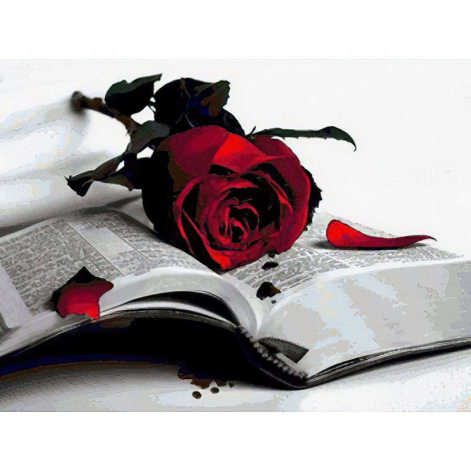 Diamond Painting - Die Rose und das Buch