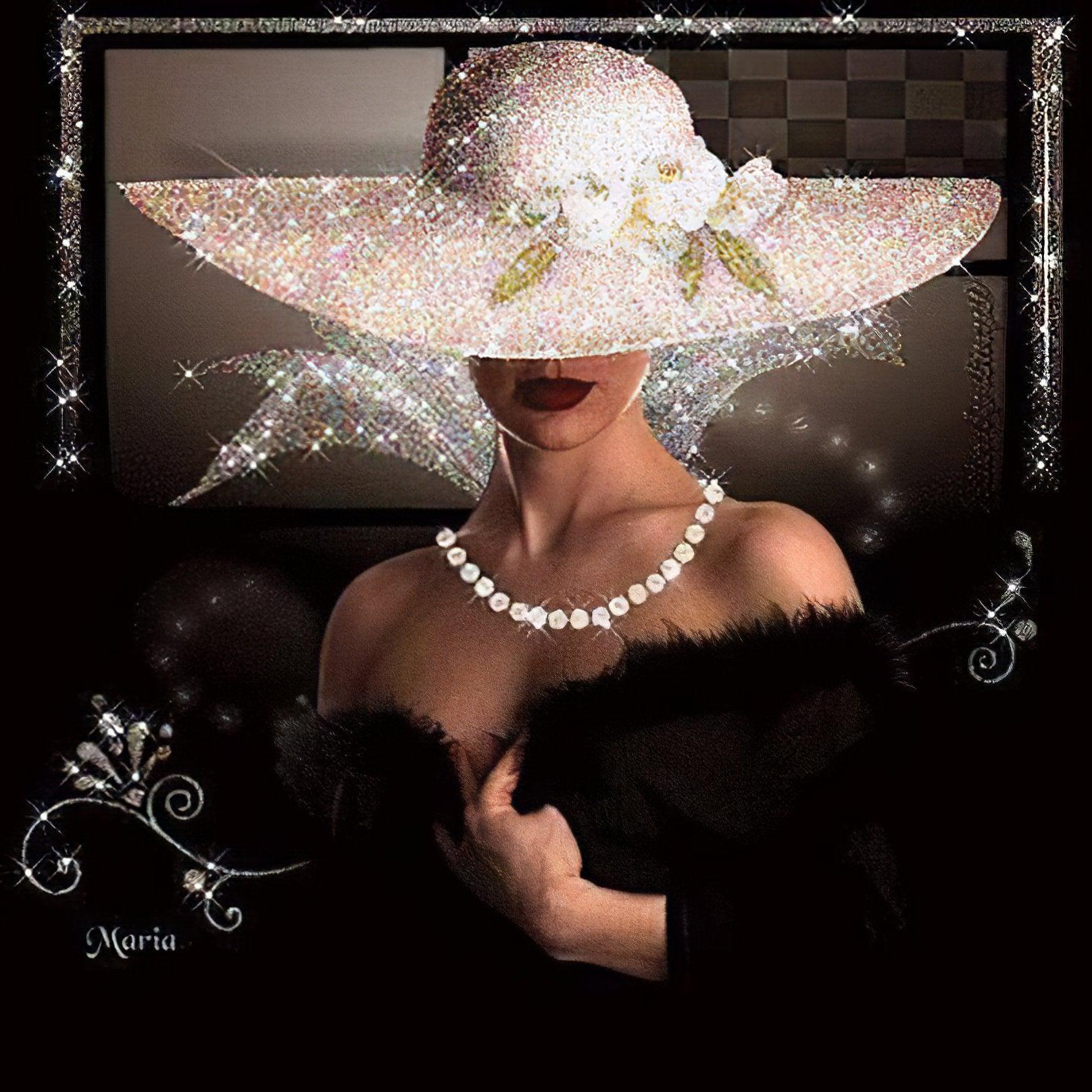 Diamond Painting - Eine sexy Frau mit ihrem Hut