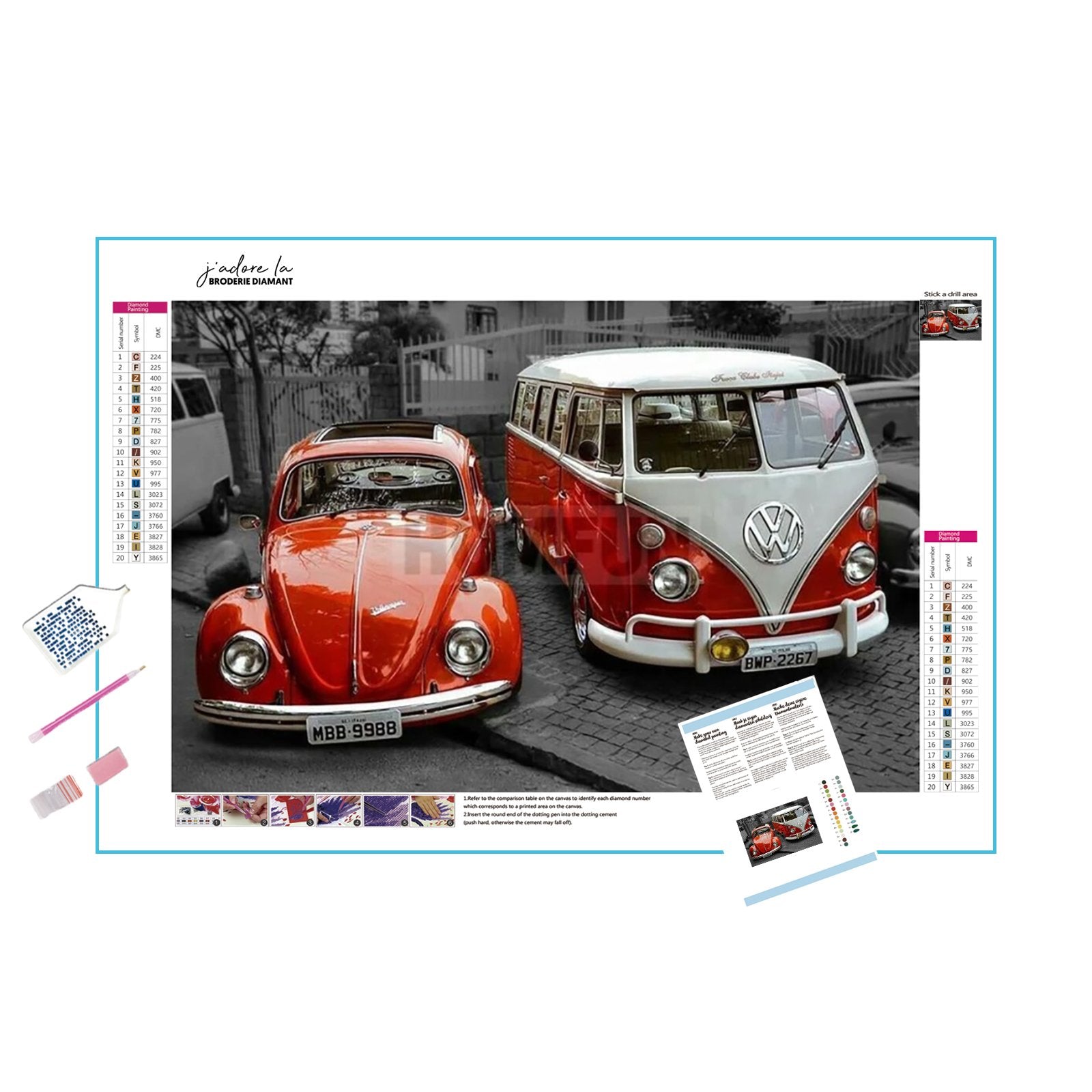 Diamond Painting - Rotes Auto und Bus